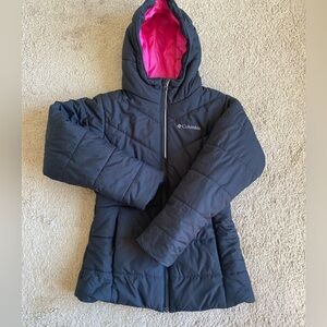 Columbia Black Puffer Jacket Full Zip Hooded Girls Size Medium
